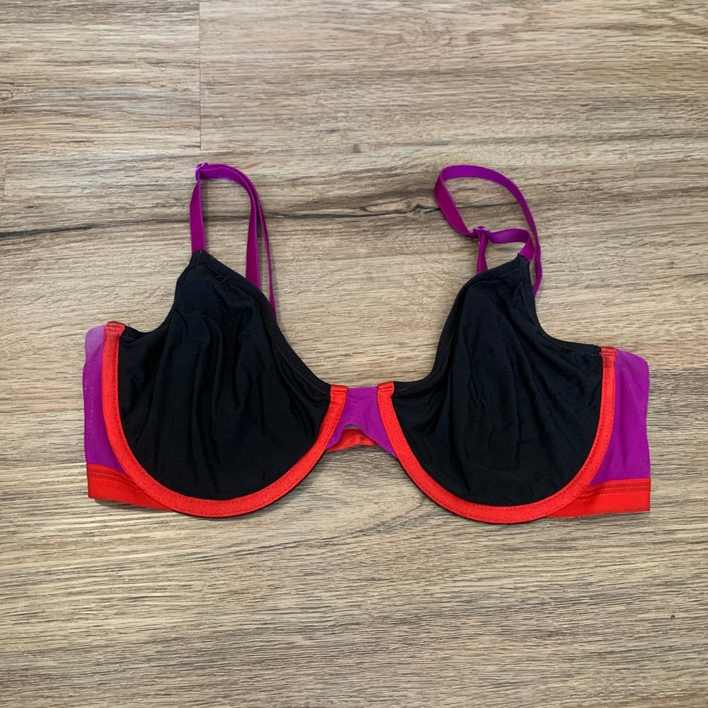 Parade Colorblock Mesh Underwire Bra Black Purple Red Style PR139T Size M